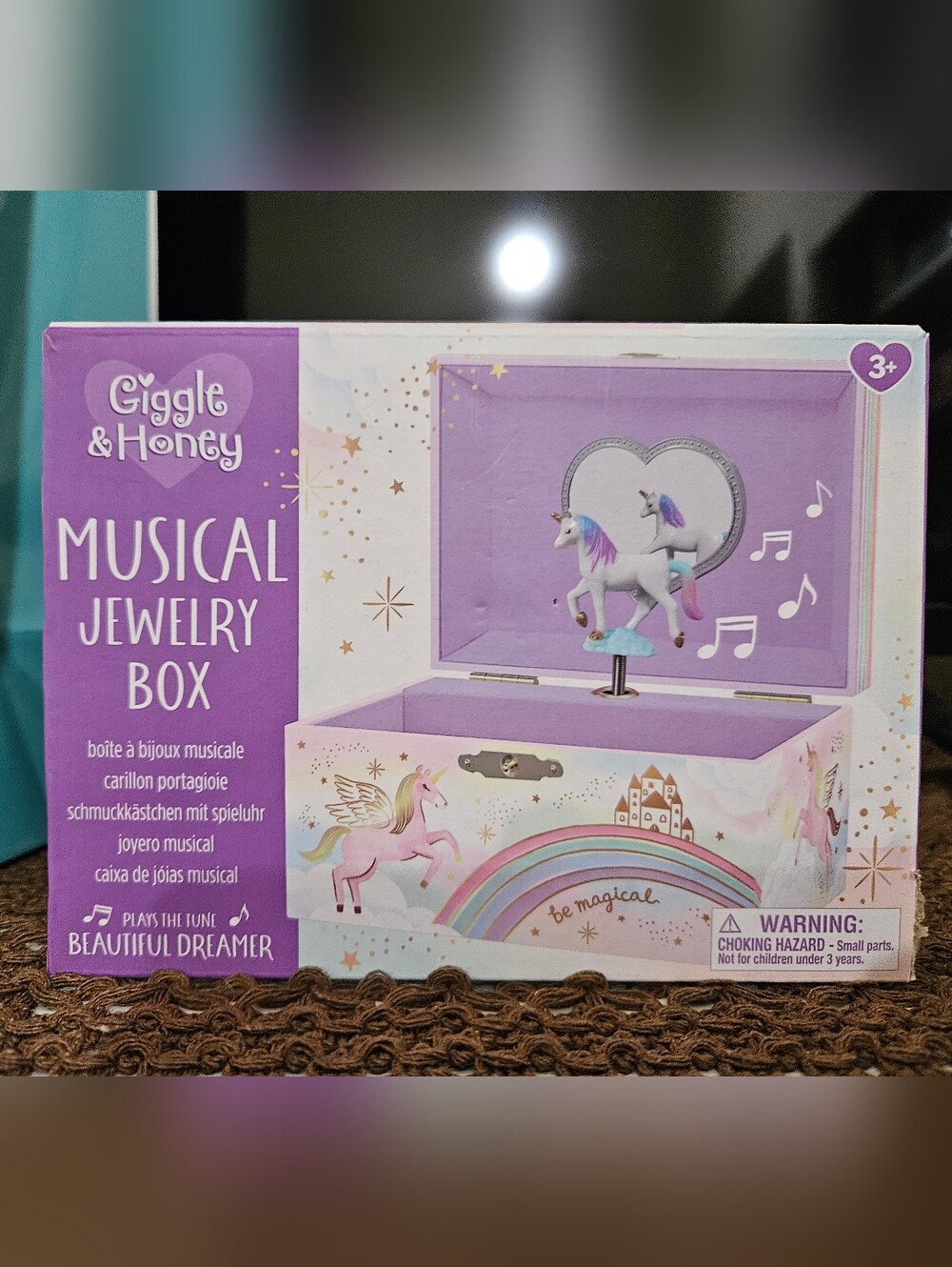 Giggle & Honey Musical Unicorn Jewelry Box For Girls NWT